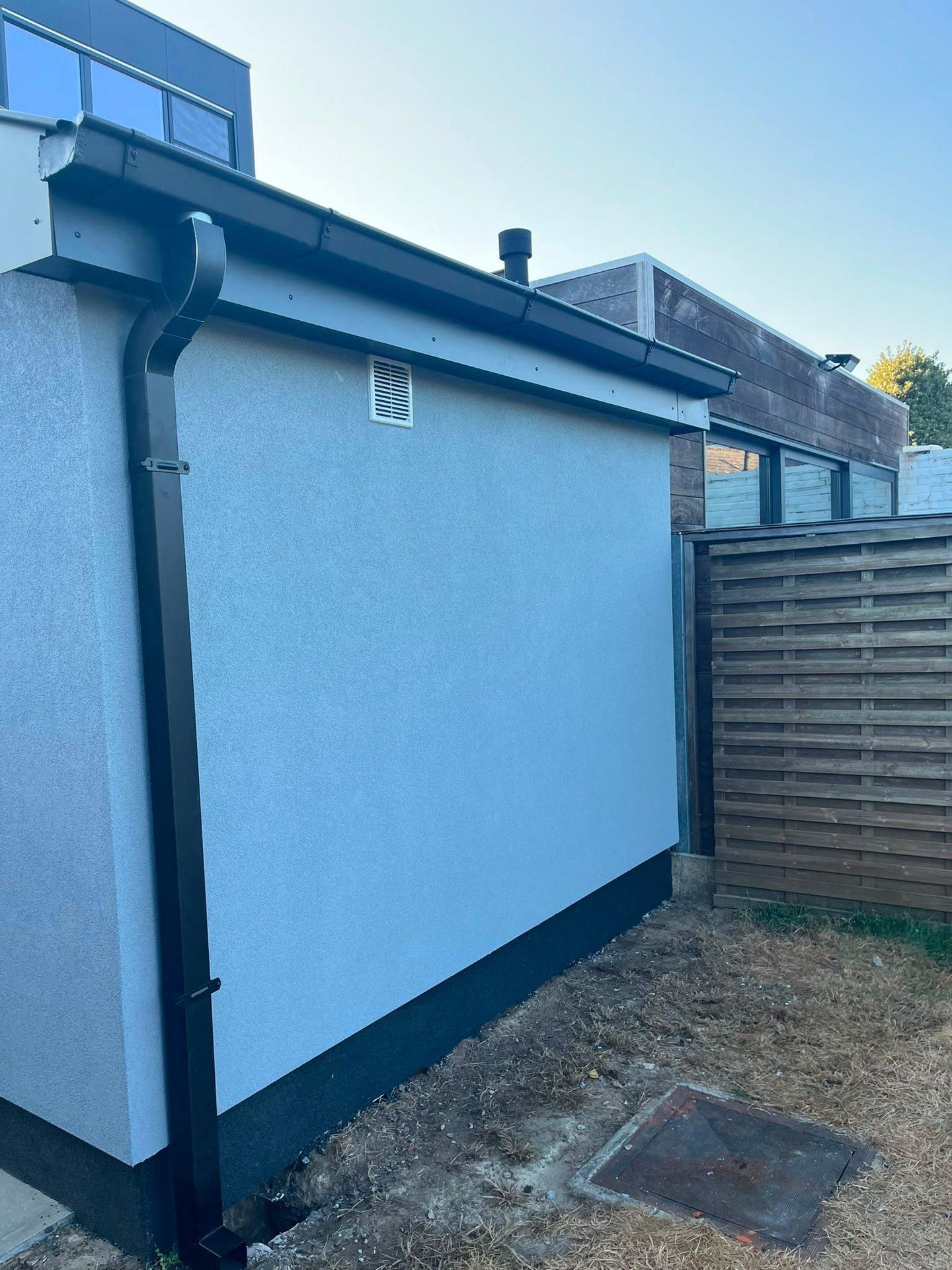 Detailfoto van de nieuwe gevelafwerking in Oudenaarde.
